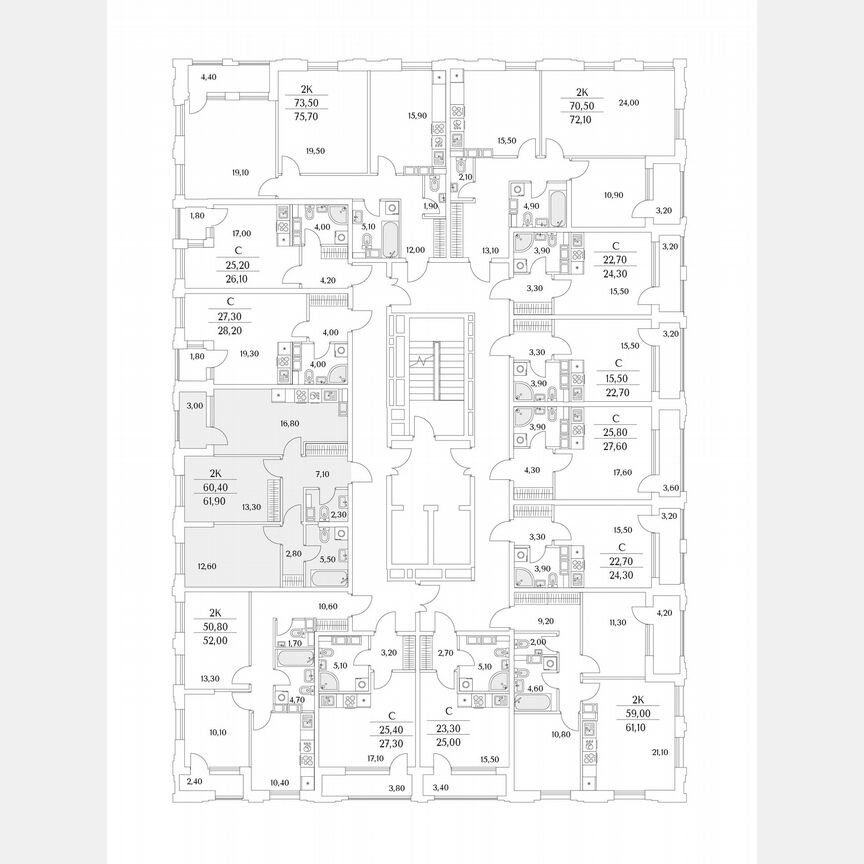 2-к. квартира, 61,9 м², 9/13 эт.