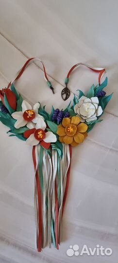 Колье из натуральной кожи
