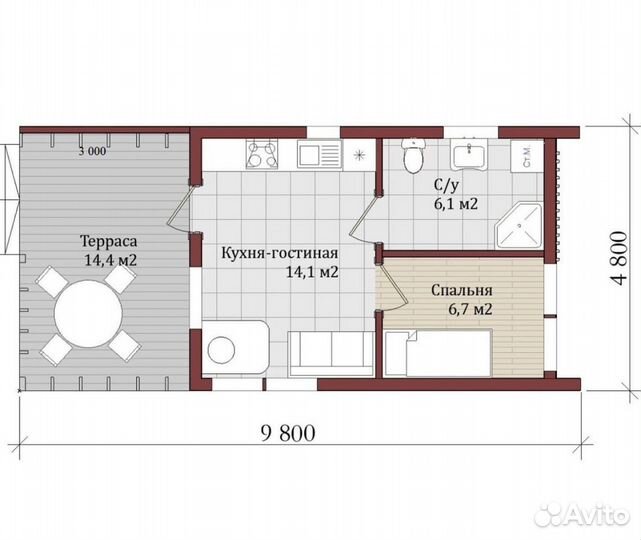 Каркасный дом в стиле Barn House 41 м2