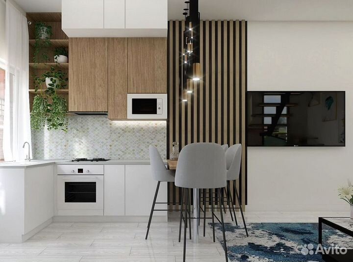 Кухня с барной стойкой