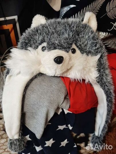 Шапка детская волк