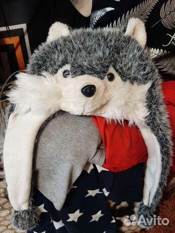 Шапка детская волк