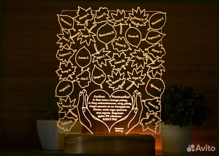 Подарок учителю, воспитателю (ночник именной)