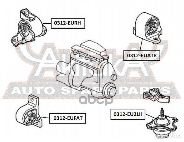 Подушка двигателя перед прав 0312eurh asva