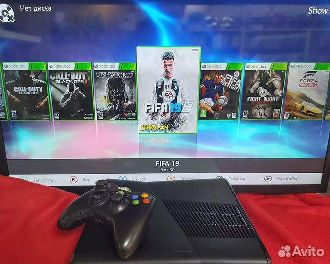Игровая приставка xbox 360 + fifa 19 + 29 игр