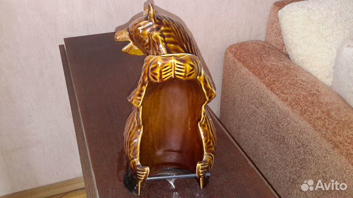 Керамика, медведь сувенир, бутылкодержатель