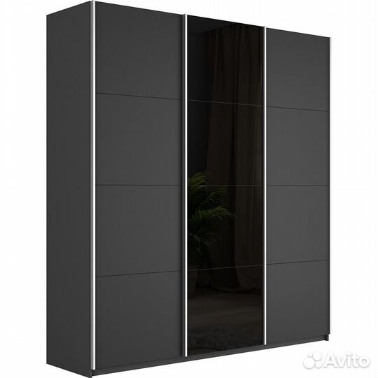 Шкаф-купе Прайм 3-х дверный (лдсп, Черное стекло)