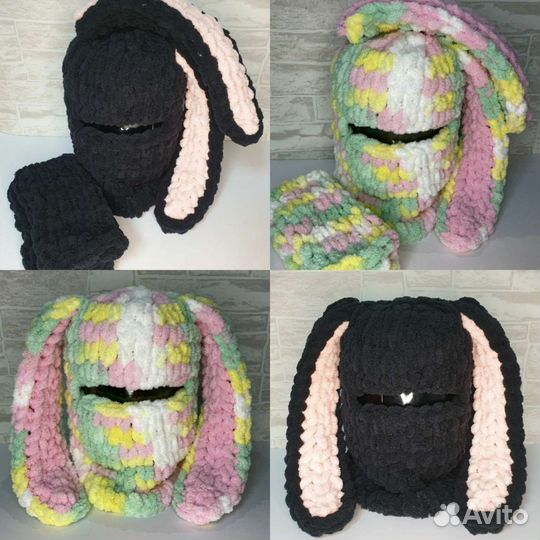 На заказ комплект балаклава с ушками + митенки