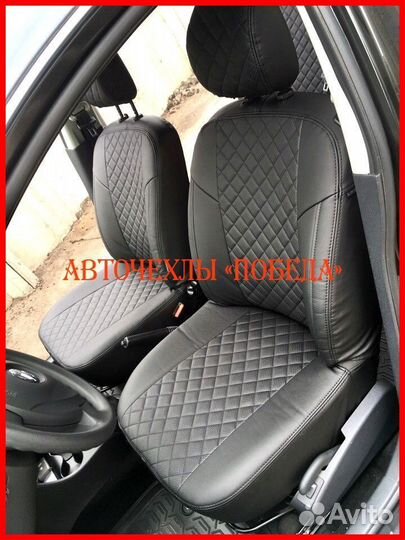 Чехлы Nissan Almera Classic из экокожи чёрные Ромб