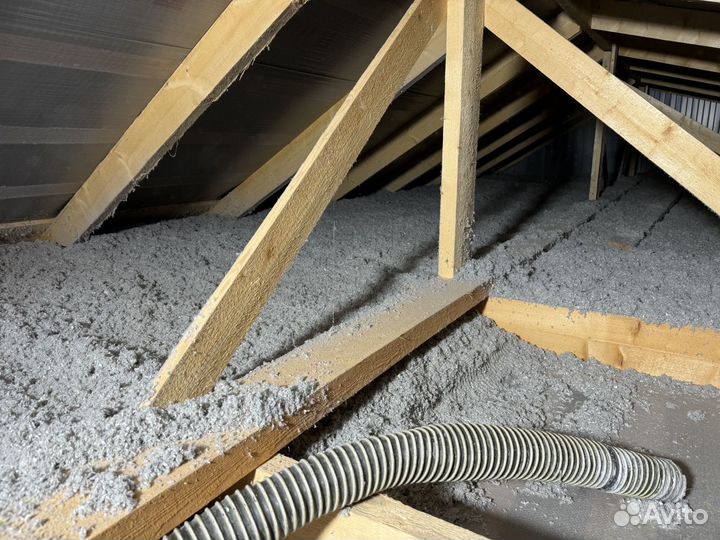 Утепление эковатой стен