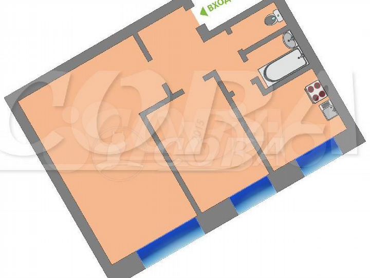 2-к. квартира, 40 м², 1/5 эт.