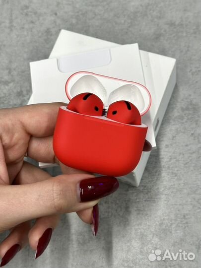 Красные Airpods 4 с шумоподавлением оригинальные