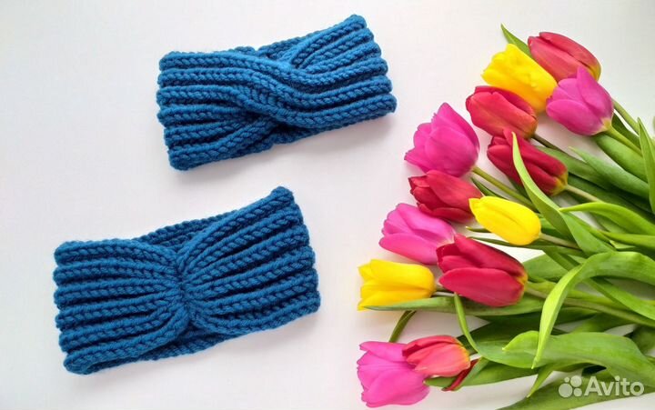 Вязаные повязки на голову ручной работы