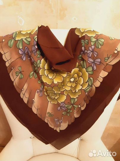 Платок натуральный шелк винтаж СССР