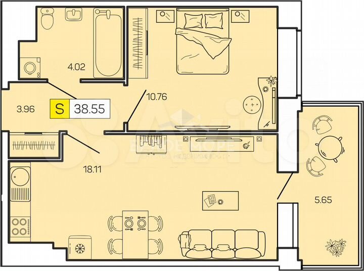 2-к. квартира, 38,6 м², 16/16 эт.