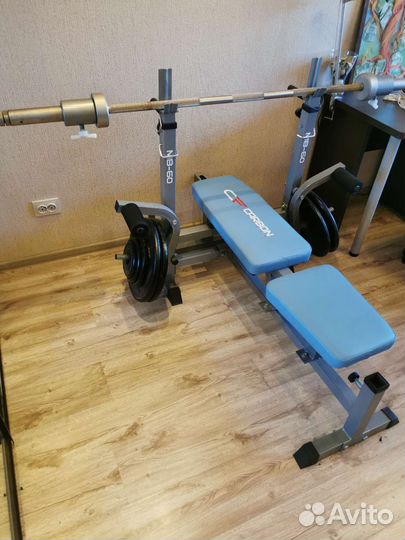 Стойка для штанги, штанга, блины