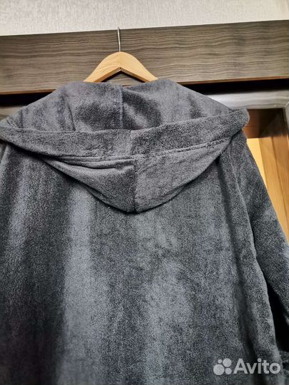 Мужской/женский махровый халат с капюшоном