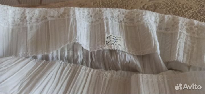 Юбка летняя, белая. Батист, отделана кружевом