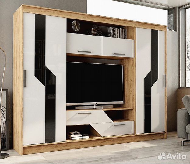 Гостиная кармен Дуб вотан/Белый гладкий