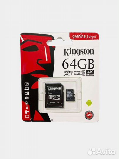 Карта памяти kingston MicroSD 64 гб
