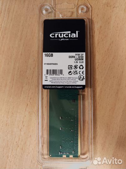 Оперативная память Crucial DDR4 16GB 3200 dimm