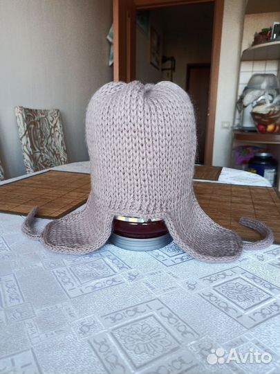 Шапка ушанка вязаная
