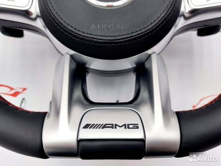 Руль 63 амг red + подушка Мерседес GLS 167 глс AMG
