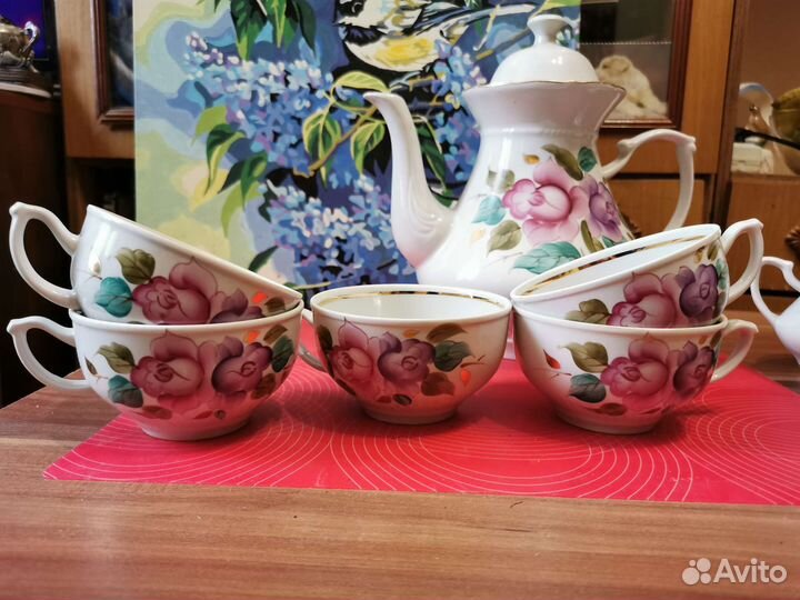 Чайный сервиз СССР фарфор Краснодарский чайка 1.5л