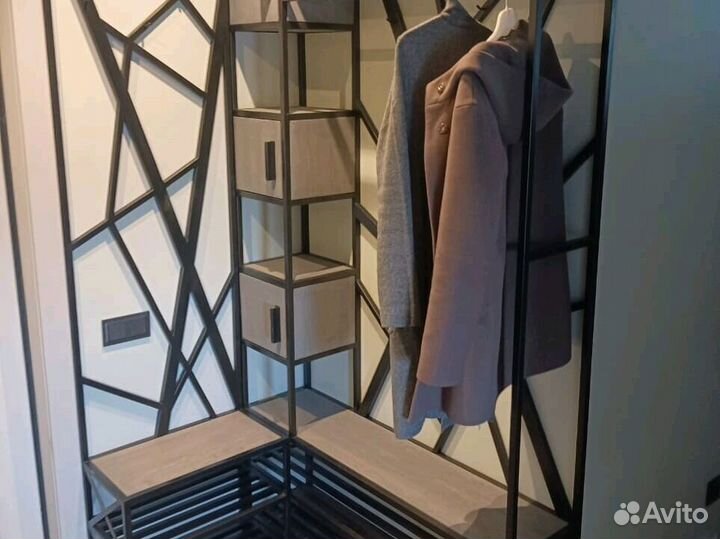 Прихожая лофт, массив дерева, металл, доставка