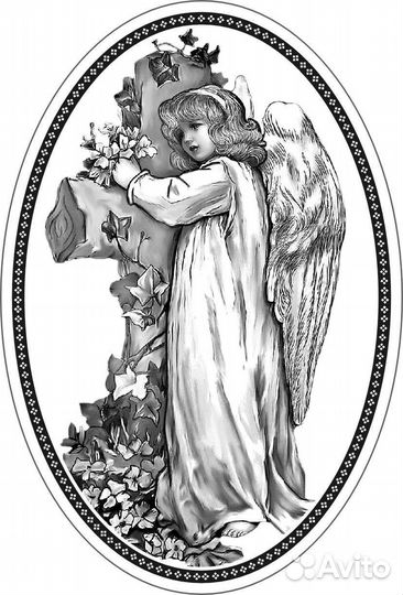 Ч/Б Рит.фотокерамика (Обжиг 800 С).Овалы.Таблички