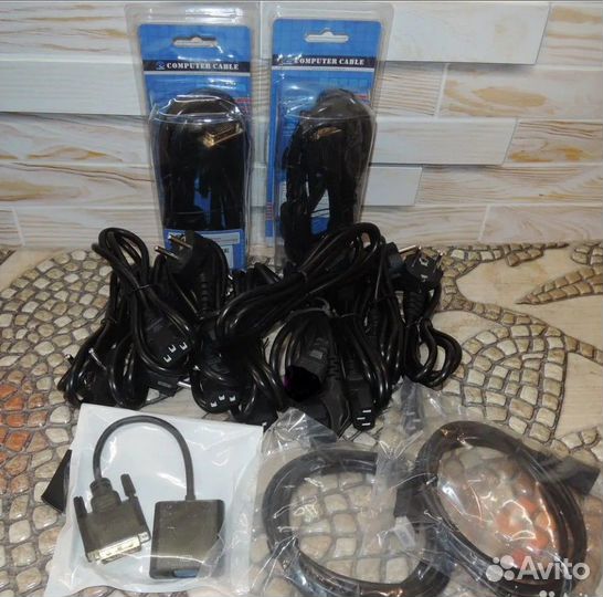 Кабели питания, VGA, DVI, hdmi, переходники