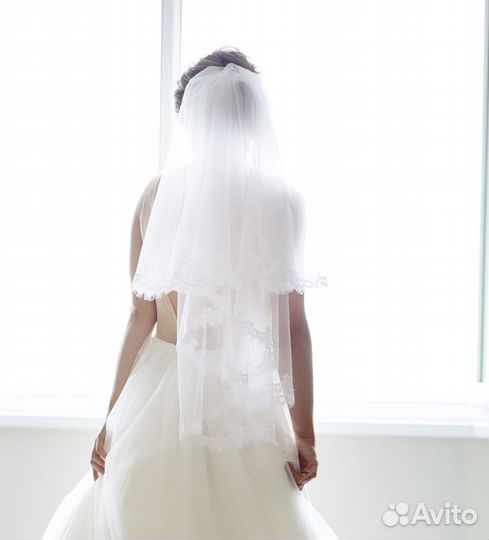Фата свадебная с оборкой 80 см