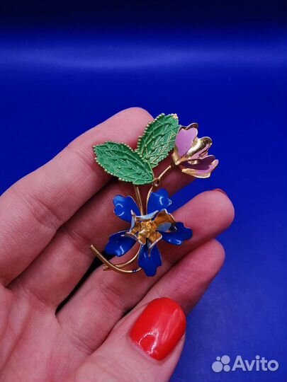 Брошь Брошка Винтаж Чехия Эмаль