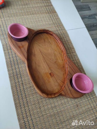 Сковорода чугунная 45см на дубовой подставке