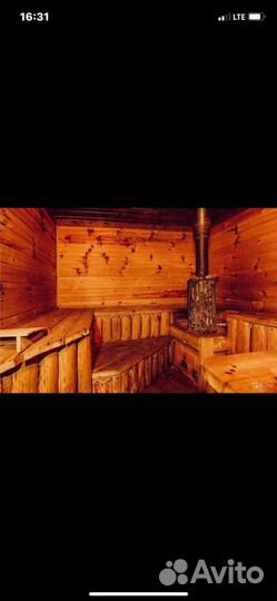 Баня внутри дома на дровах