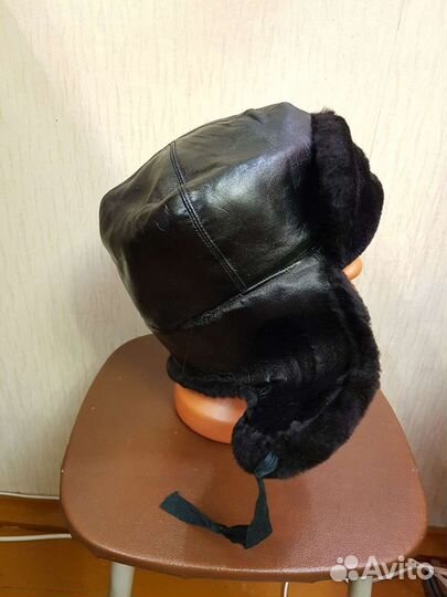 Шапка кожаная мужская 54