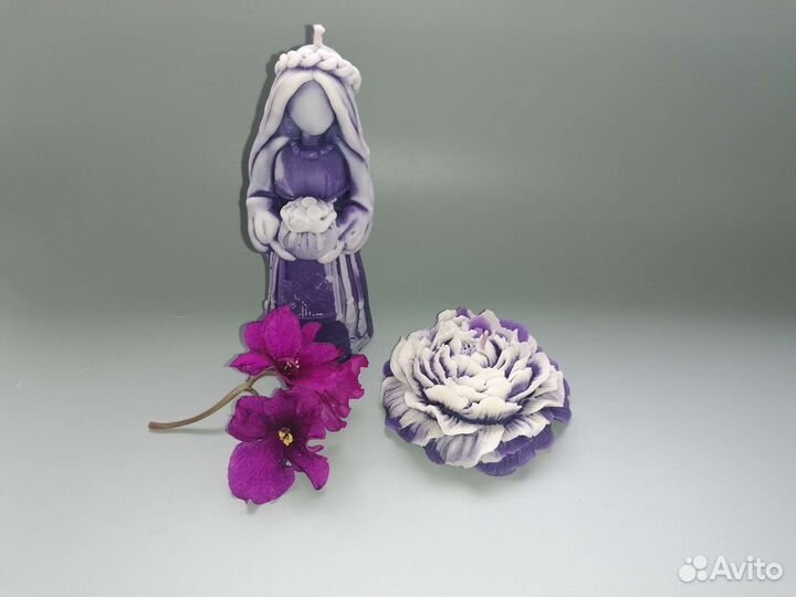 Свеча пион, ручная работа