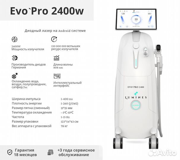 Аппарат для эпиляции Лю’минес Evo Pro 2400в