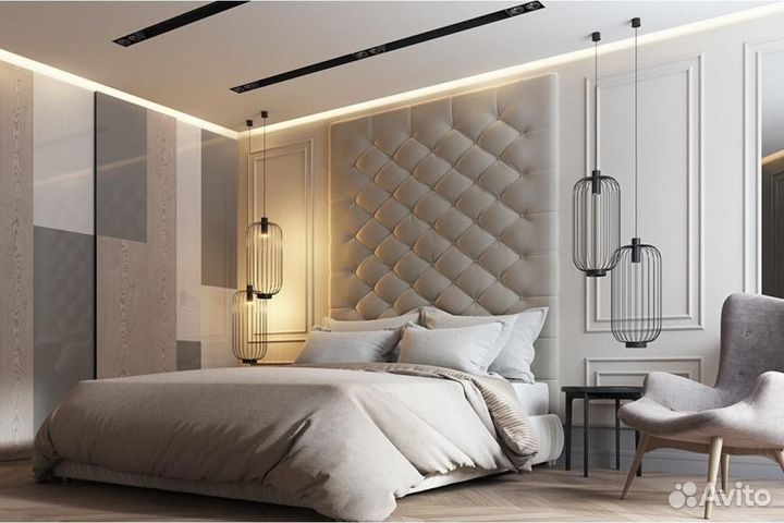 Мягкие стеновые панели кровати изголовья