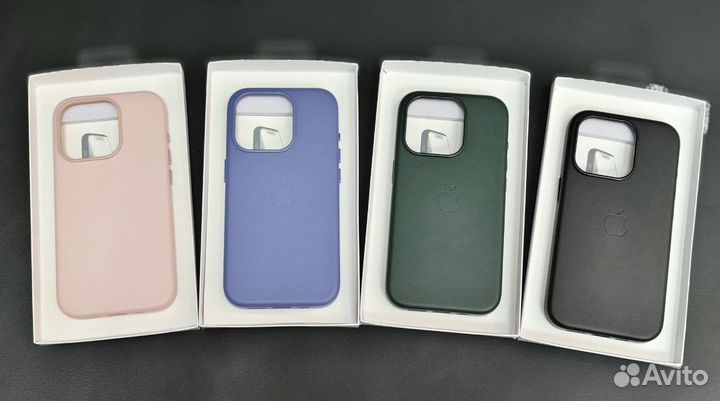 Чехол на iPhone 15/15 Pro/15 Pro Max кожаный с Mag