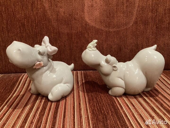 Lladro Nao скульптура фарфор бегемоты