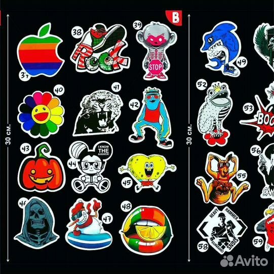 Наклейка, виниловый стикер серия ABC и др 100 шт