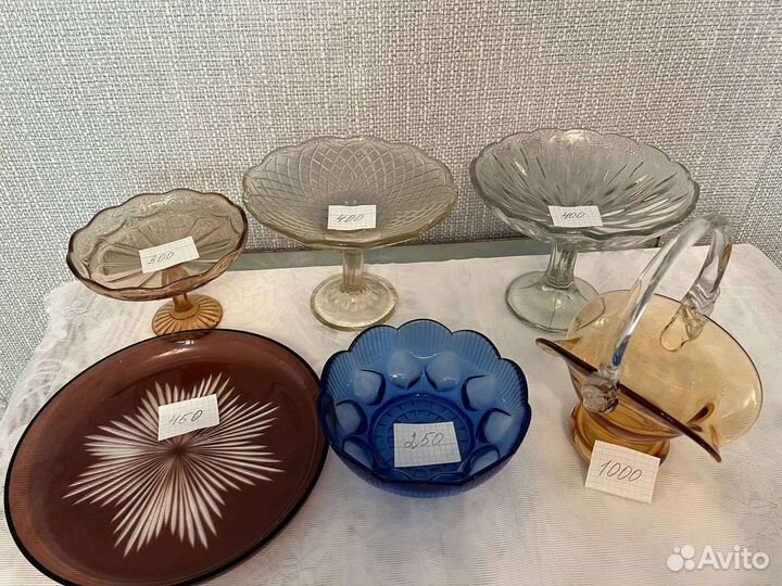 Посуда СССР цветное стекло хрусталь