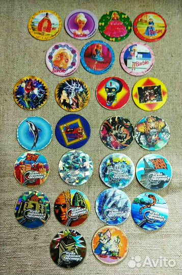 Фишки кэпсы.Симпсоны.POG.Барби.Покемон