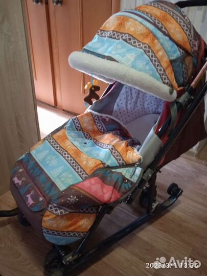 Детские санки коляска с колесами
