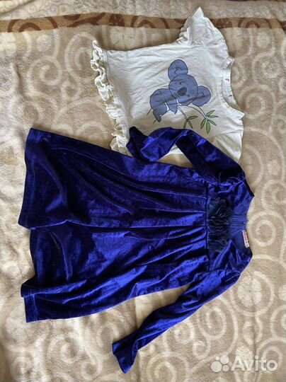 Одежда для девочки пакетом, кофты, платье 110