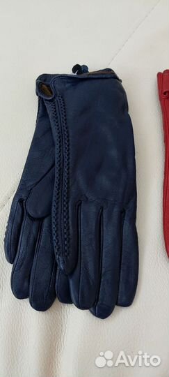 Перчатки женские из телячьей кожи на флисе