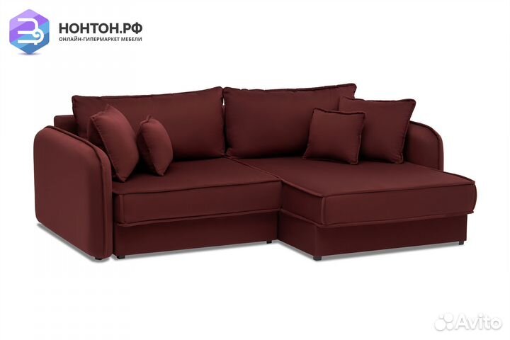 Диван угловой тик-так Антей бордовый