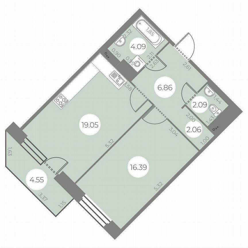 1-к. квартира, 51 м², 14/20 эт.