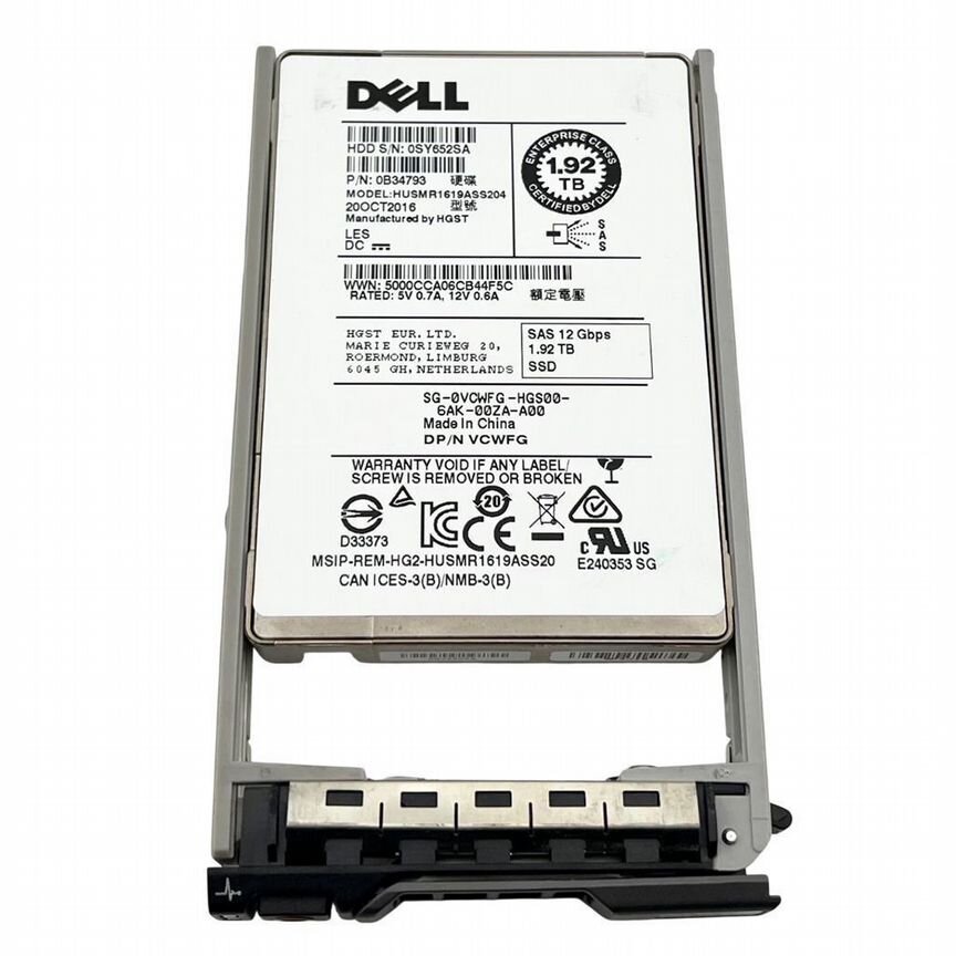 [0VCWFG] Жесткий Диск Dell Vcwfg 1.92tb Sas 2,5" Ssd 0vcwfg